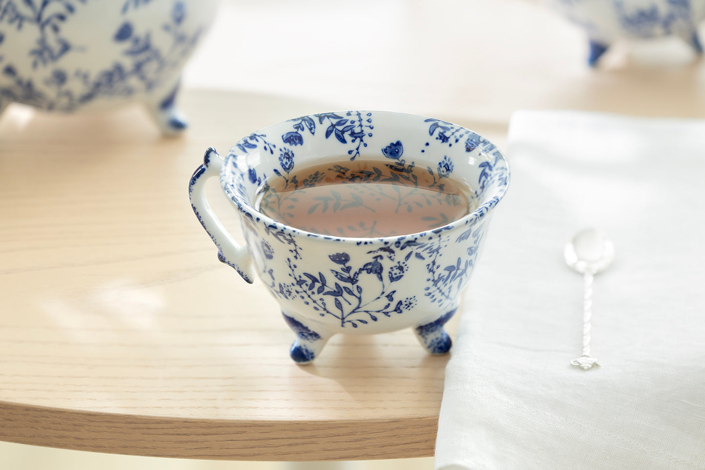 Blue Botanical Three-Foot Fine Porcelain Cup