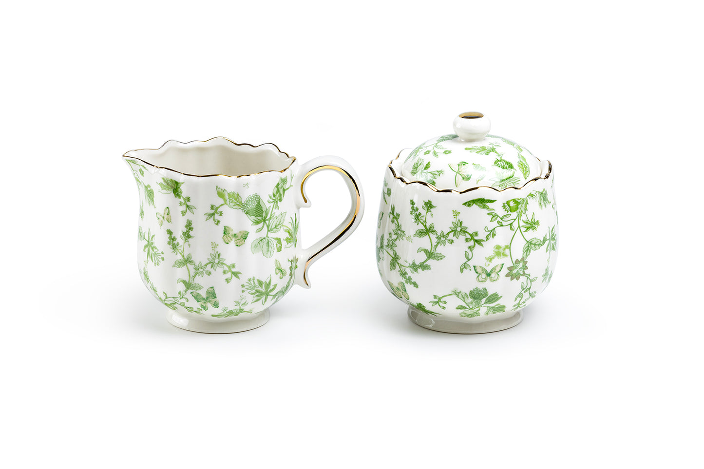 Greeny Garden Fine Porcelain Sugar & Creamer Set