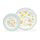 Grace Teaware Yellow Corn Flowers with Mint Rim Fine Porcelain Dessert / Dinner Plate