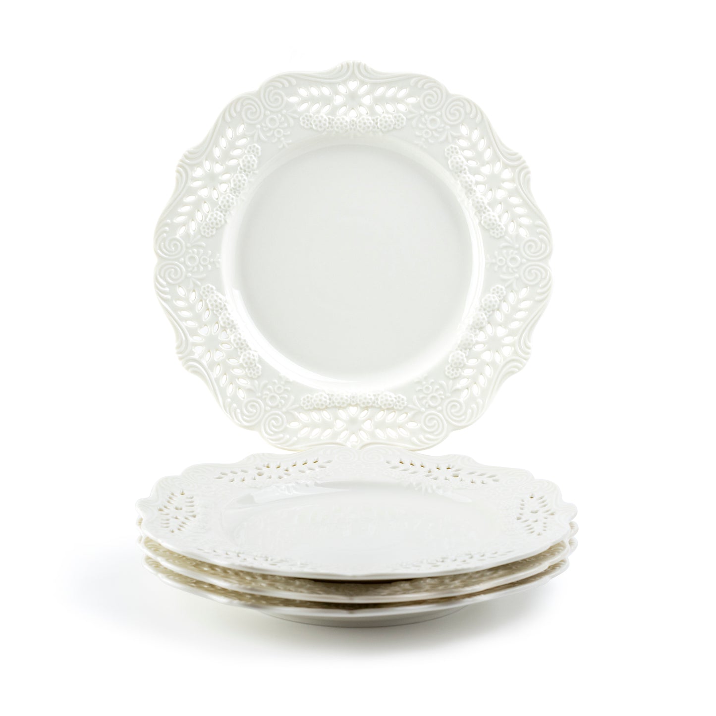 White Victorian Fine Porcelain Dessert / Dinner Plate