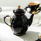 Black Gold Scallop Fine Porcelain Teapot