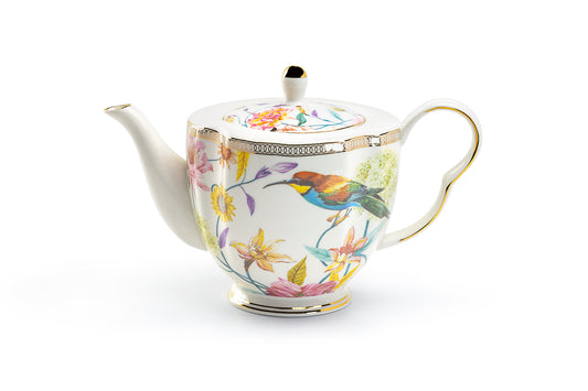 Spring Flowers with Hummingbird Fine Porcelain Teapot