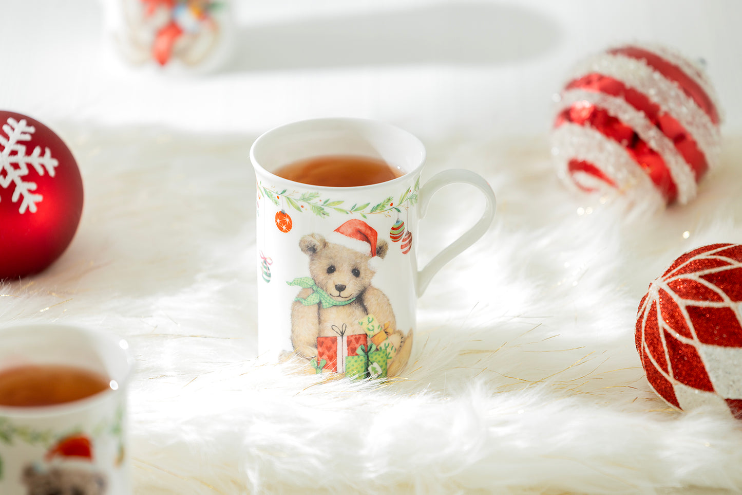 Christmas Tree and Bears Bone China Mug Set of 4