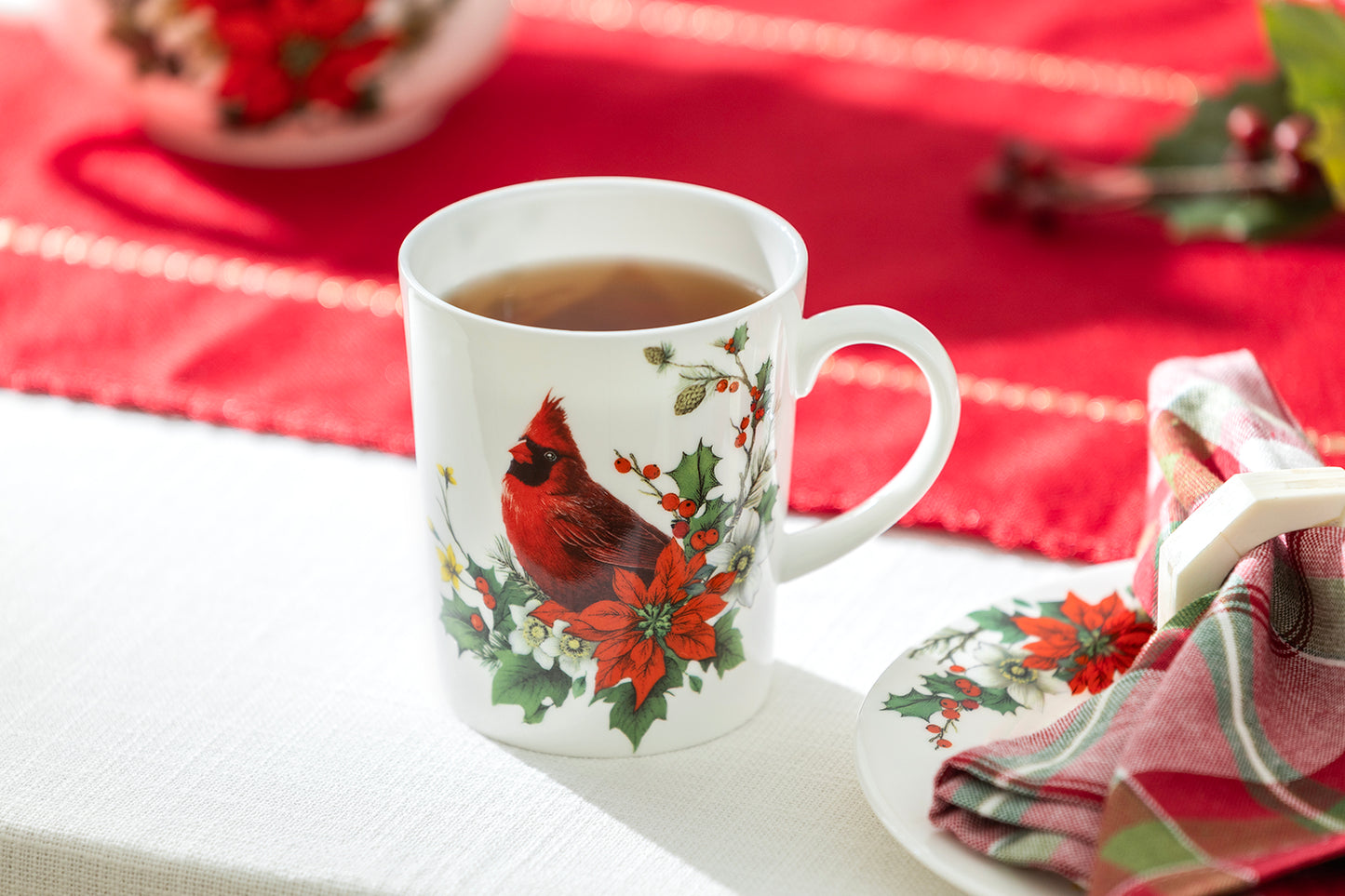 Gracie Bone China Cardinal Poinsettia Bone China Mug Christmas mug Holiday mug