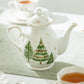 Grace Teaware Christmas Pine Trees Fine Porcelain Teapot