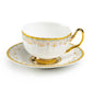 White Floral Toile Fine Porcelain Tea Cup and Saucer
