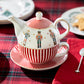 Nutcracker Wonderland Red Stripes Fine Porcelain Tea For One Set