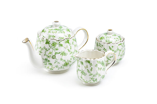 Greeny Garden Fine Porcelain 3-Piece Tea Set