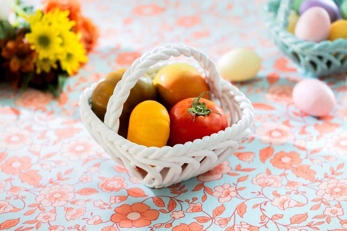 Hand Woven Easter Medium Basket - White