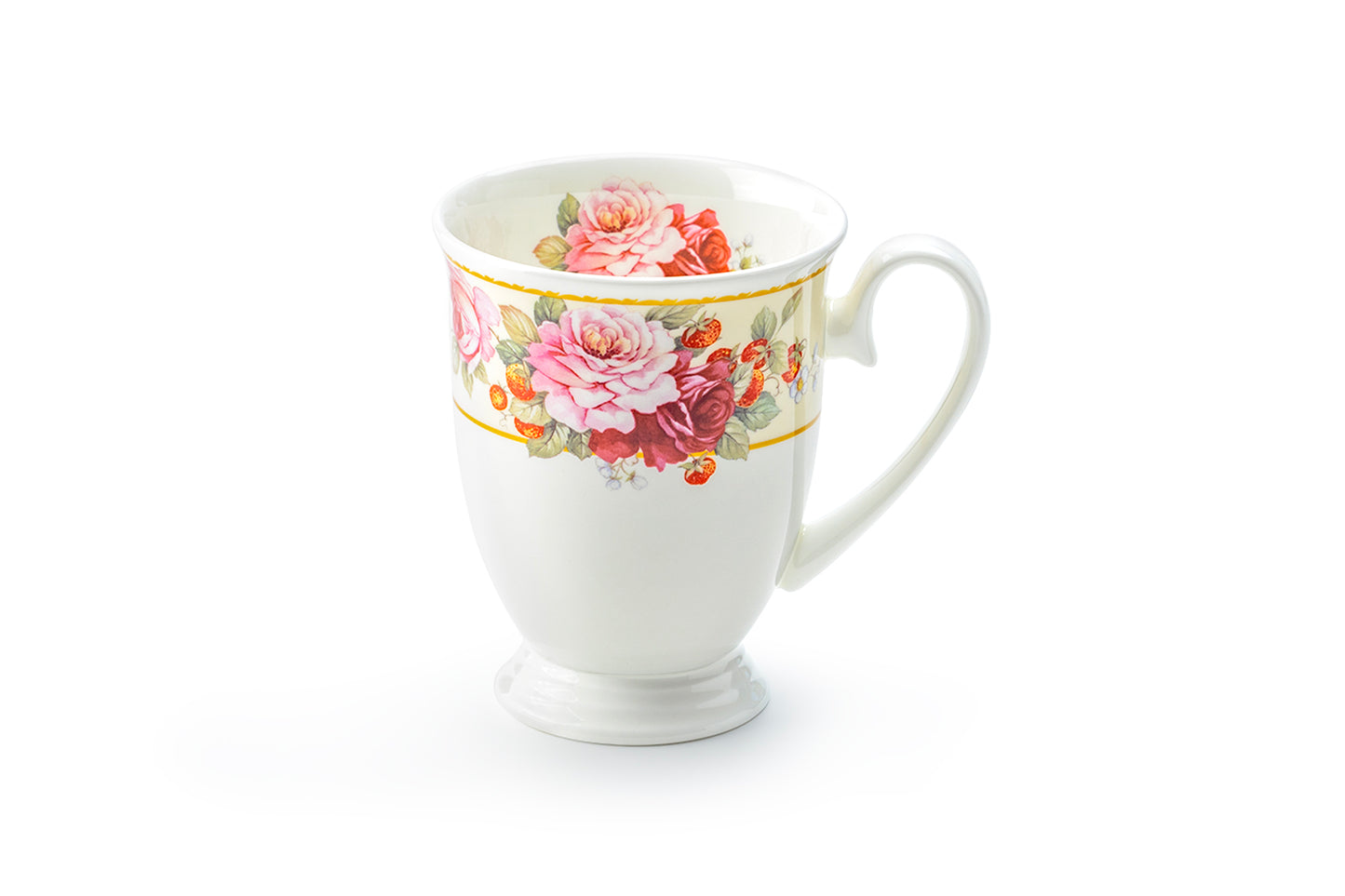 Peony and Strawberry Cream Bone China Mug