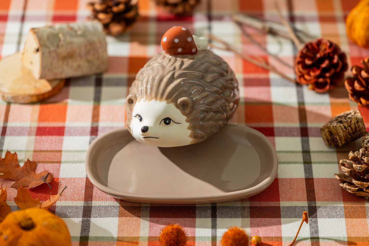 Potter's Studio Fall Hedgehog Mushroom Butter Dish