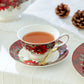 Poinsettia Pine Cone Fine Porcelain Tea Set