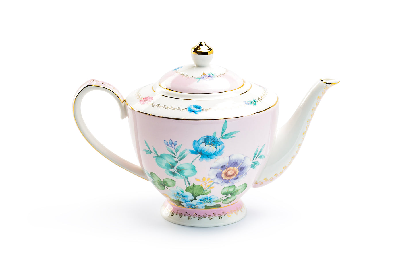 Grace Teaware Pink Flower Garden Fine Porcelain Teapot