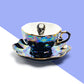 Grace Teaware Skull Black Gold Luster Fine Porcelain Tea Cup and Saucer