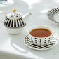 Black Josephine Stripes and Dots Fine Porcelain Tea For One Set