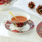 Poinsettia Pine Cone Fine Porcelain Tea Set