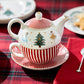 Nutcracker Wonderland Red Stripes Fine Porcelain Tea For One Set