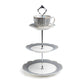 Dark Gray Stripes with Gold Dots Scallop Fine Porcelain 3-Tier Server