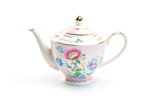 Grace Teaware Pink Flower Garden Fine Porcelain Teapot