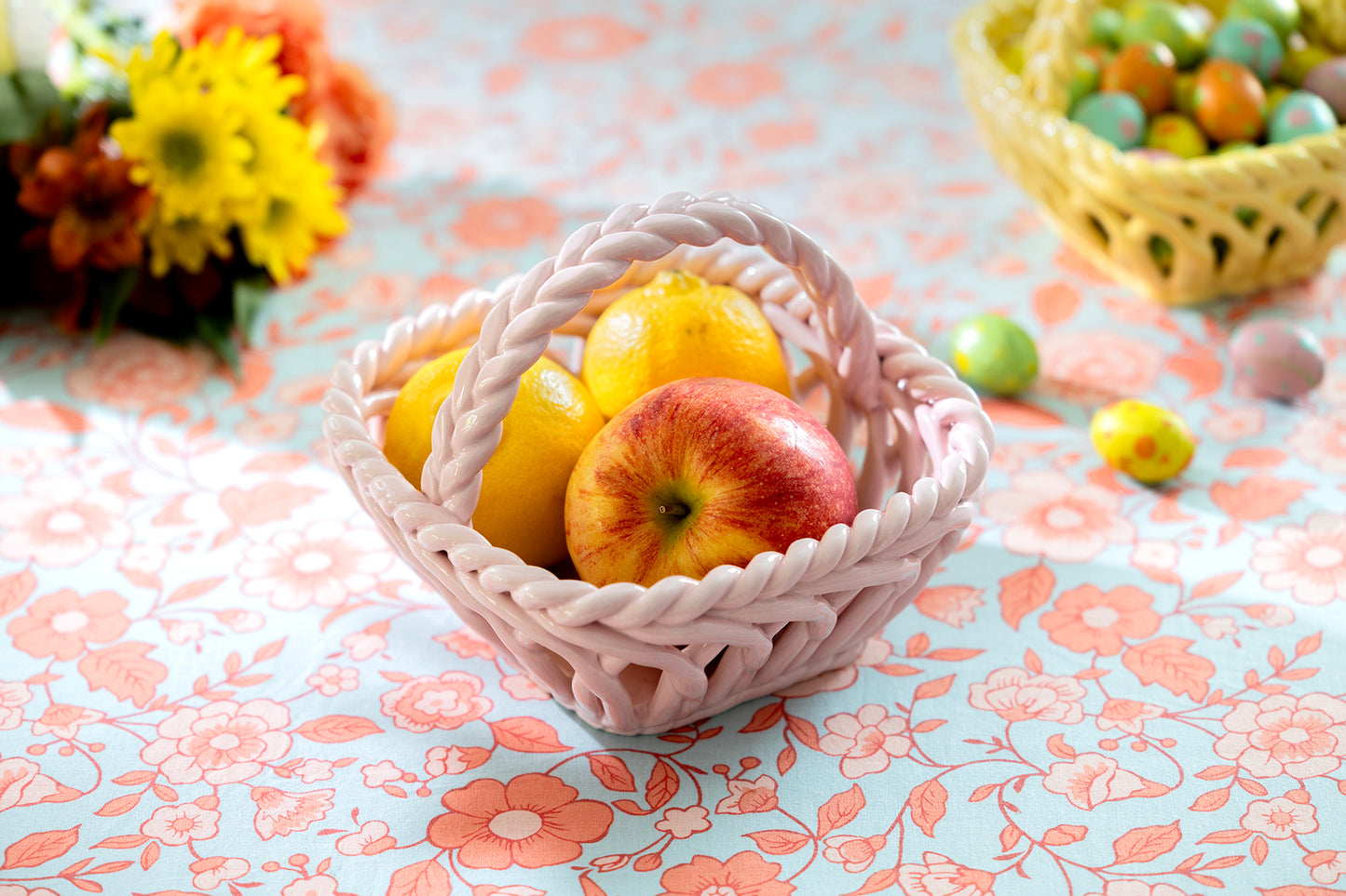 Hand Woven Easter Medium Basket - Pink