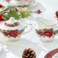 Poinsettia Pine Cone Fine Porcelain Tea Set