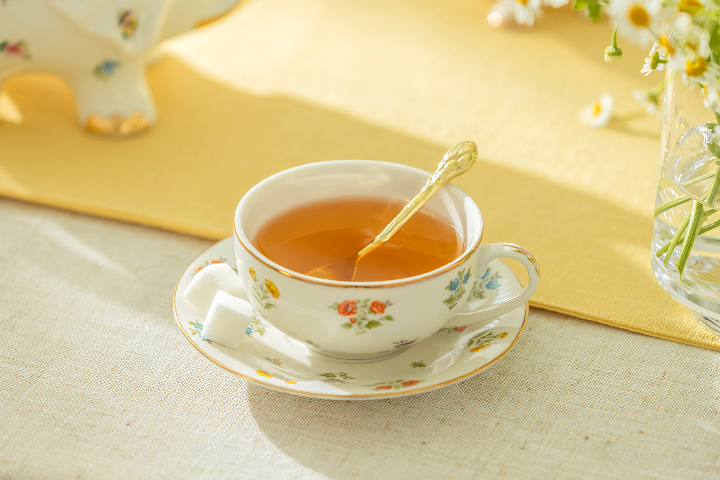 Spring Flowers Fine Porcelain Tea Cup and Saucer