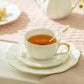 White Gold Scallop Fine Porcelain Tea / Latte Cup and Saucer