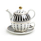 Black Josephine Stripes and Dots Fine Porcelain Tea For One Set