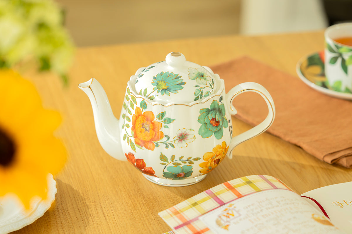 Fall Bloom Fine Porcelain Teapot