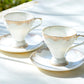 Grace Teaware White Gold Lace Fine Porcelain Tea Cup and Saucer set of 2