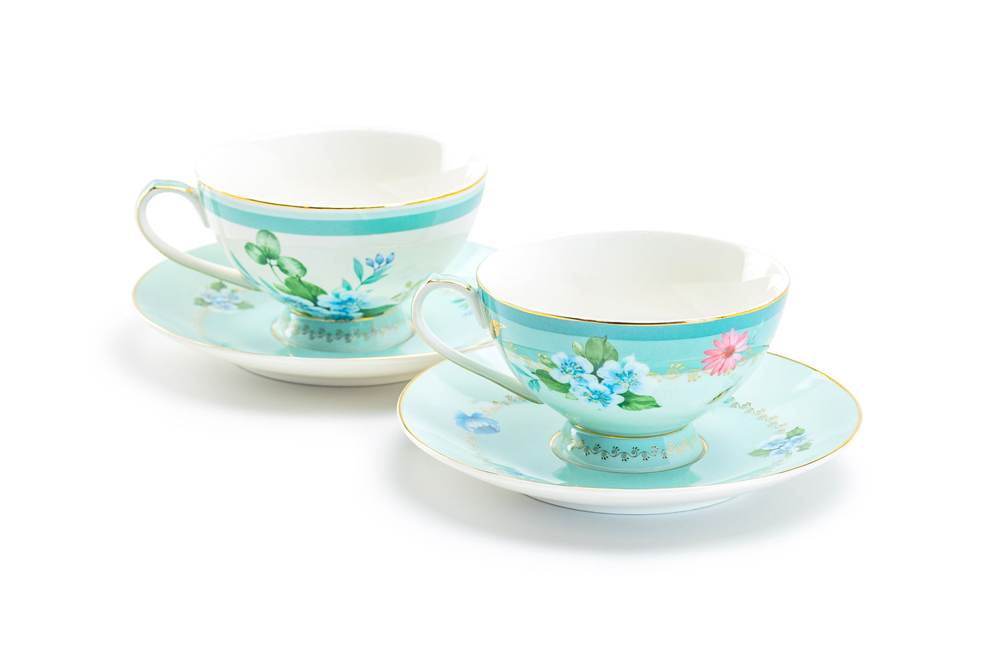 Mint Flower Garden Fine Porcelain Cup and Saucer Sets