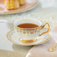 White Floral Toile Fine Porcelain Tea Cup and Saucer