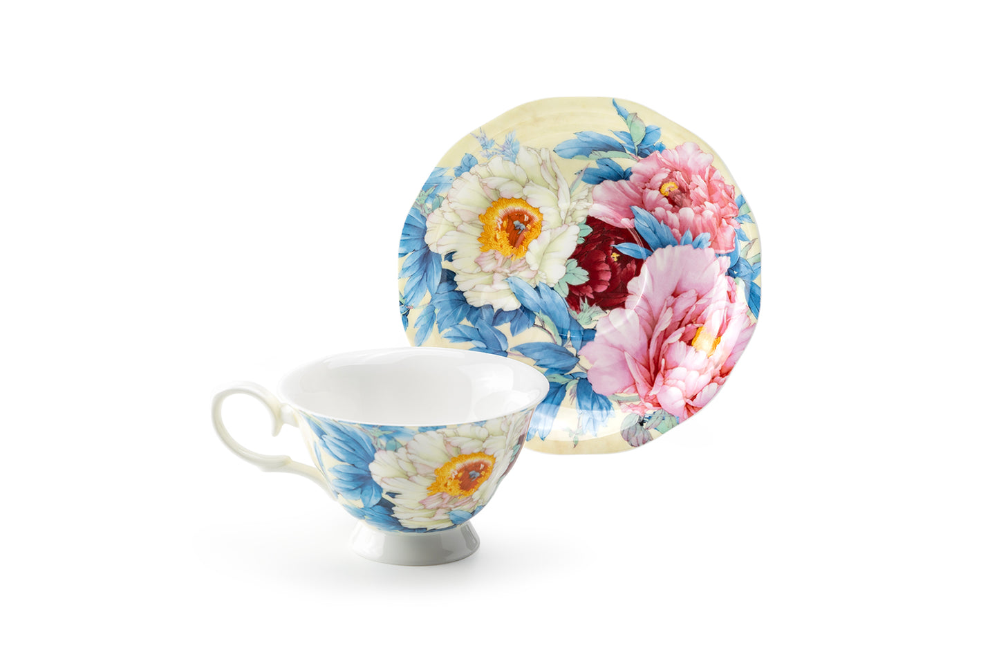 Empire Peony Blue Bone China Tea Cup and Saucer