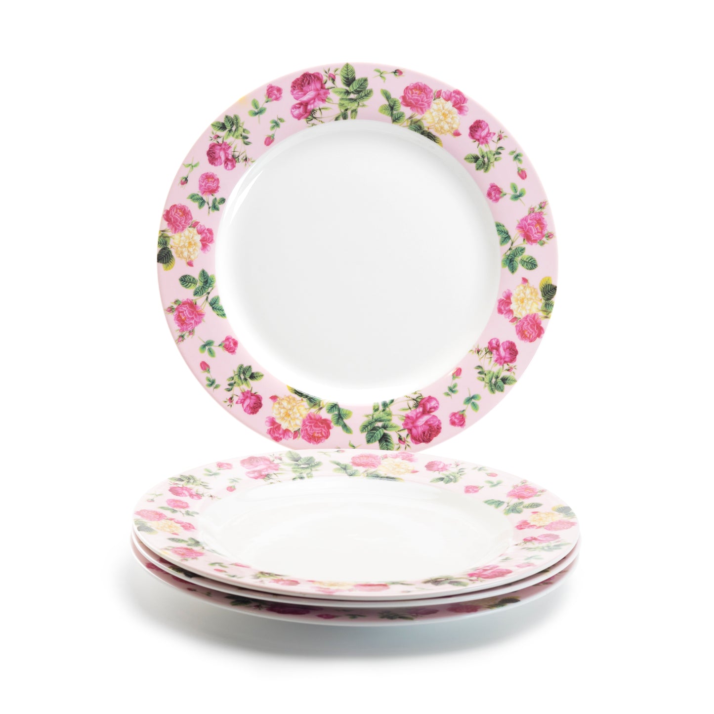 Pink Cottage Rose Chintz Fine Porcelain Dessert / Dinner Plate