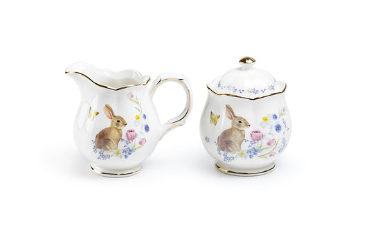 Meadow Bunny Fine Porcelain Sugar & Creamer Set