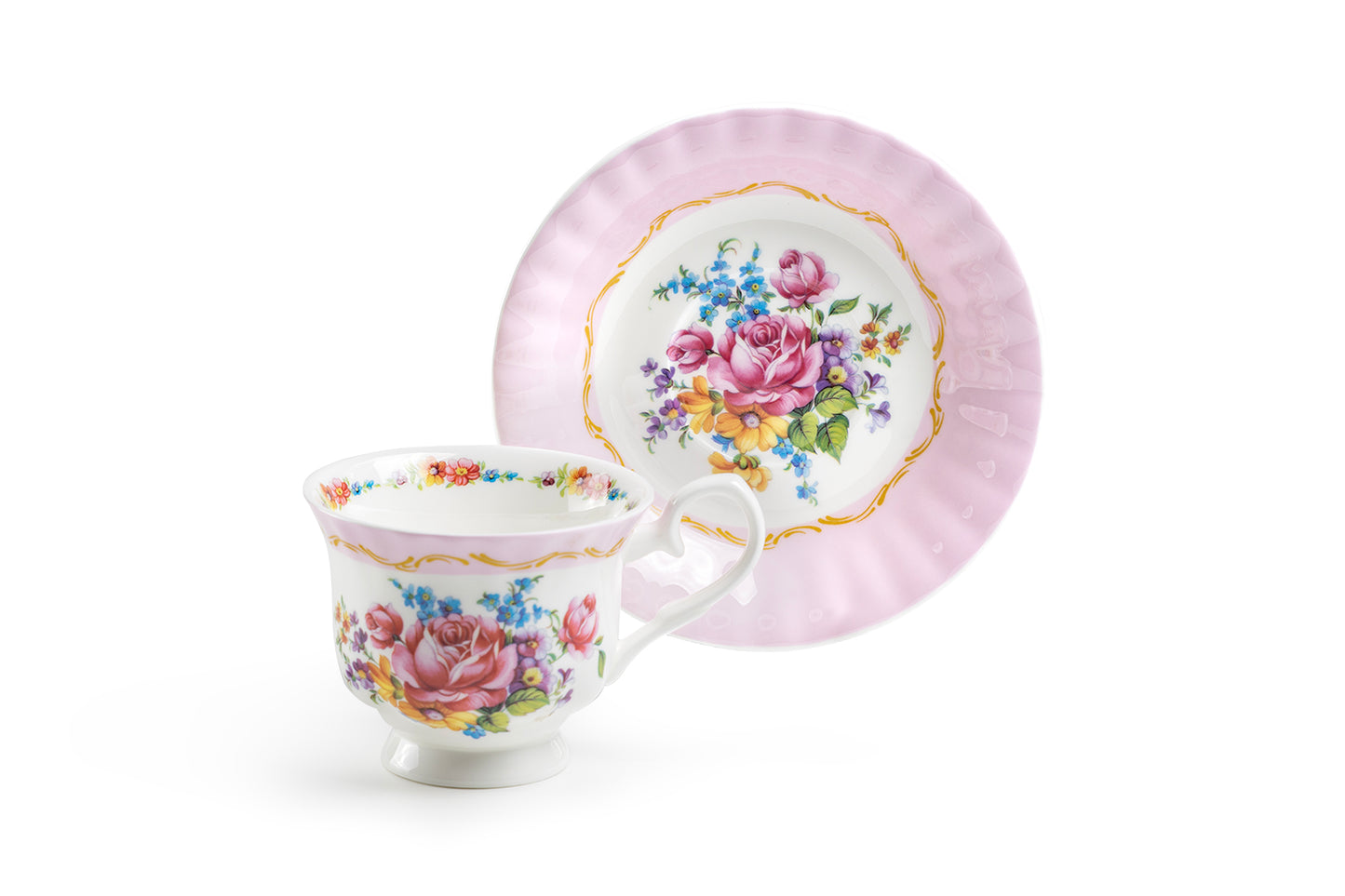 Marie Rose Pink Bone China Tea Cup and Saucer