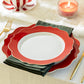 Red Band Scallop Fine Porcelain Dessert / Dinner Plate