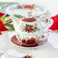 Poinsettia Pine Cone Fine Porcelain Tea For One Set