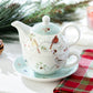 Winter Cardinals Fine Porcelain Tea For One Set