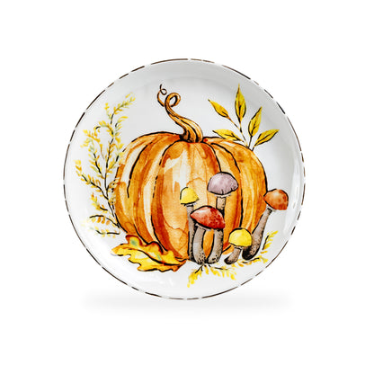 Potter's Studio 8.75" Fall Pumpkins Salad / Dessert Plate Mushrooms