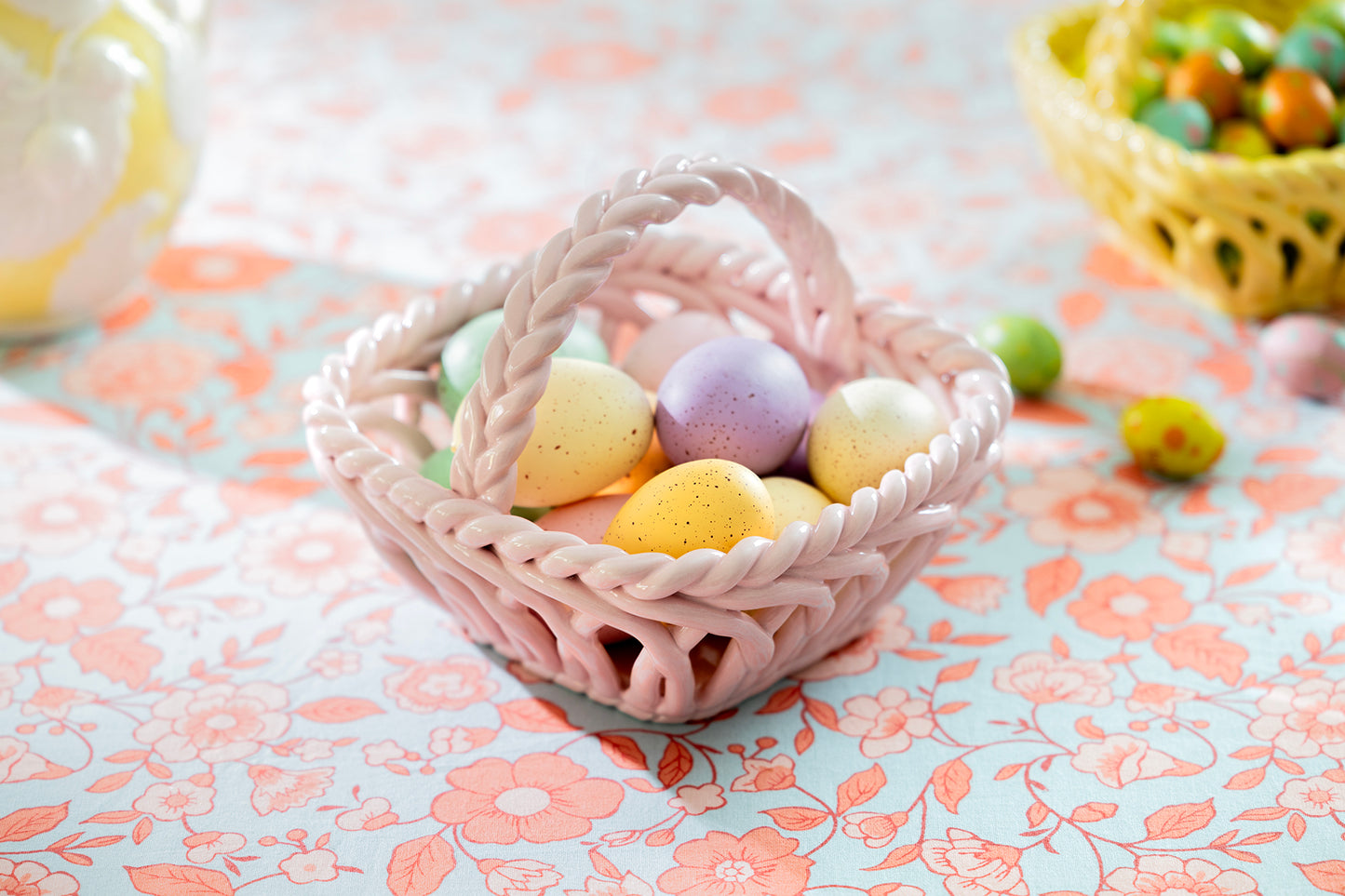 Hand Woven Easter Medium Basket - Pink