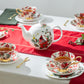 Stechcol Gracie Bone China Cardinal Poinsettia Chintz Gold Tea Set