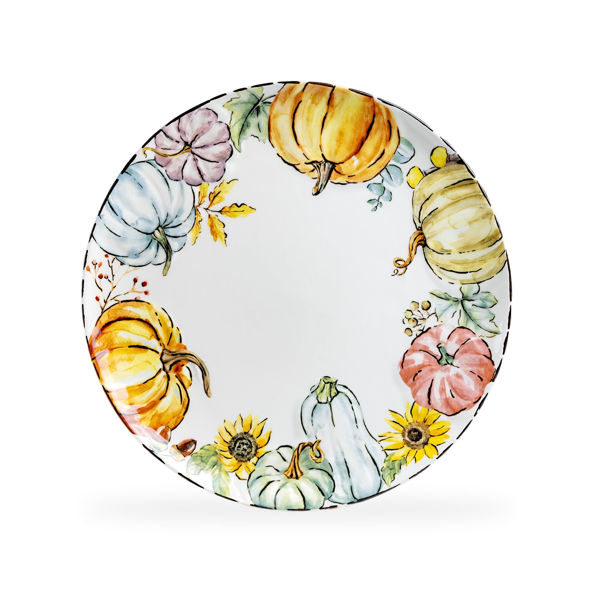 Potter's Studio 10.5" Fall Pumpkins with Sunflowers Dinner Plate