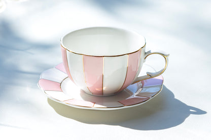 Grace Teaware Pink and White Scallop Fine Porcelain Tea Cup and Saucer set of 1
