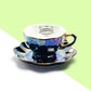 Grace Teaware Ouija Board Black Gold Luster Fine Porcelain Tea Cup and Saucer