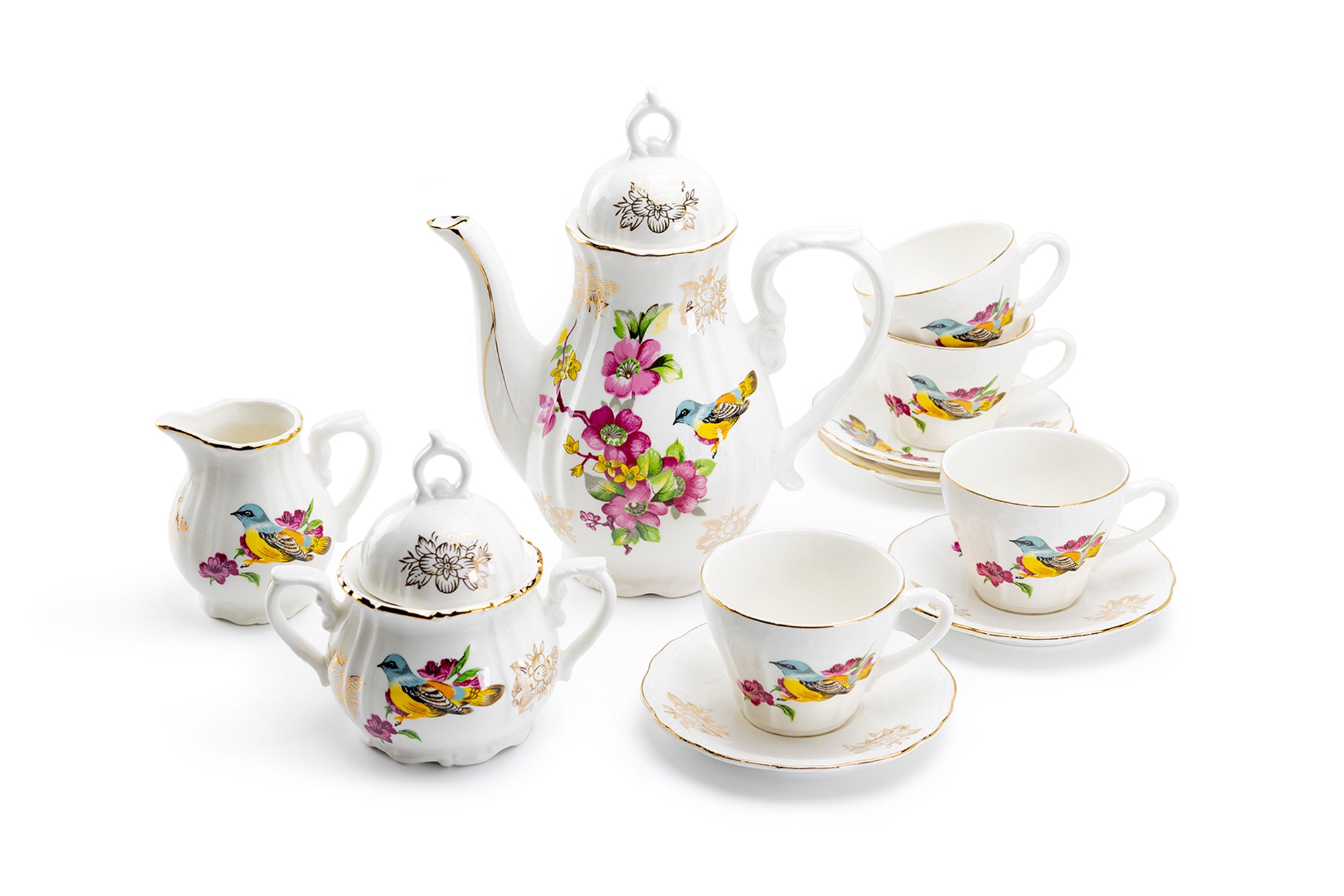 Spring Tea Sets Spring Flowers with Bird Fine Porcelain 11-Piece Mini Tea Set – Gracie ...