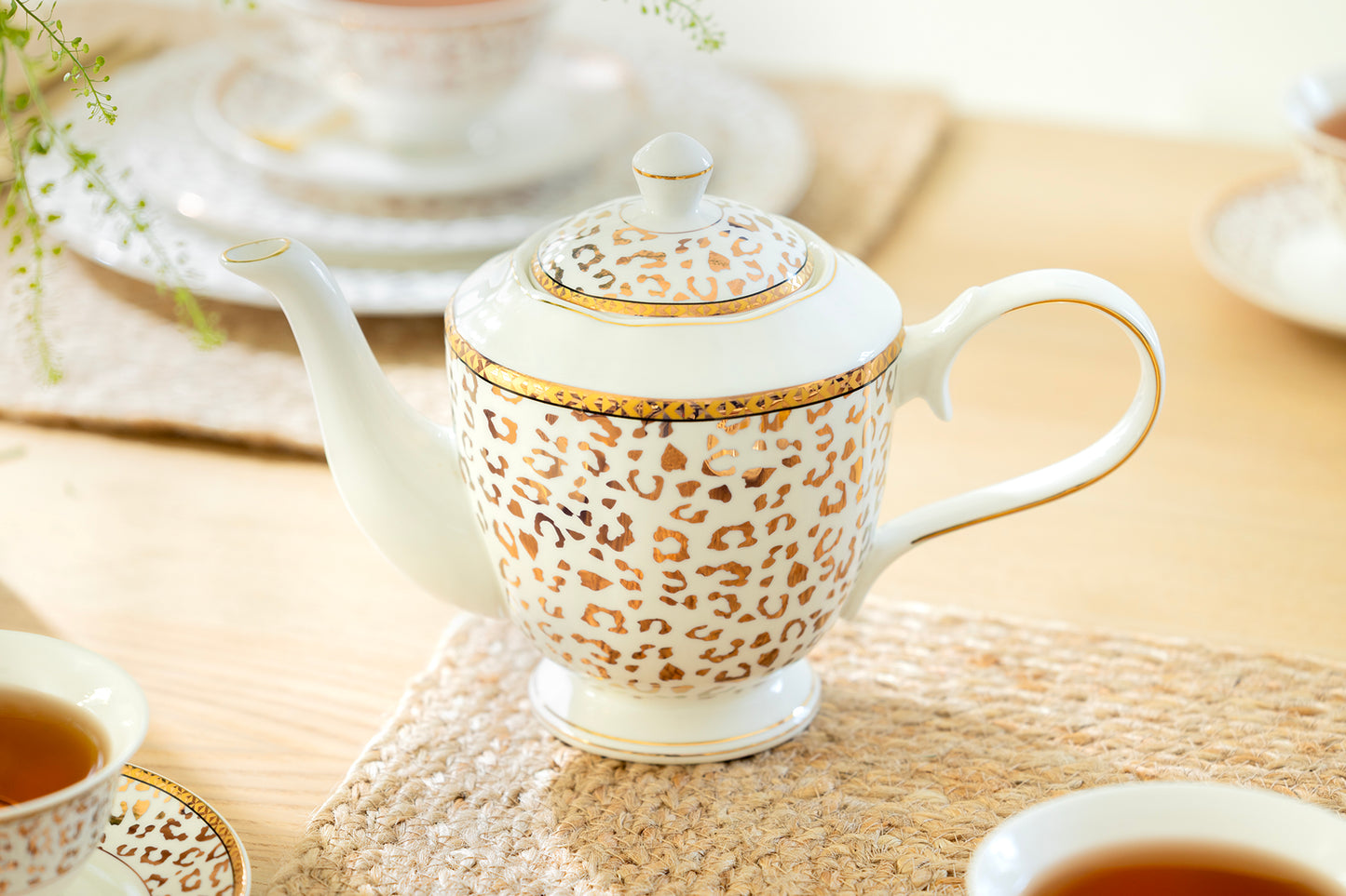 Golden Leopard Fine Porcelain Teapot