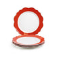 Red Band Scallop Fine Porcelain Dessert / Dinner Plate