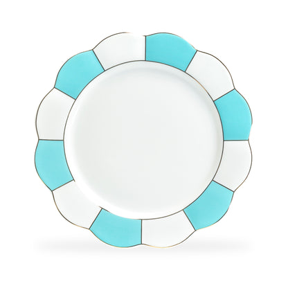 Grace Teaware Turquoise Gold Scallop Fine Porcelain Dinner Plate