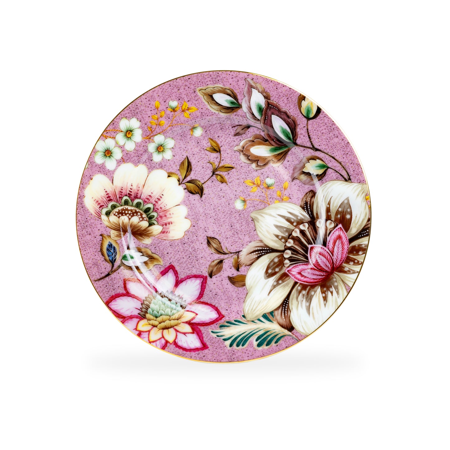 Peacock Lotus Garden Pink Fine Porcelain Dessert Plate